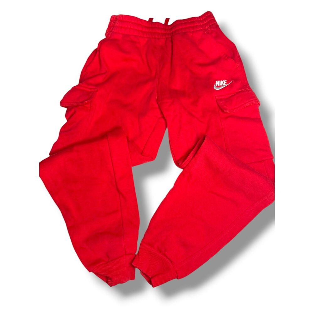 Nike Sportswear Club Fleece Cargo Pants Sz M Boys Red